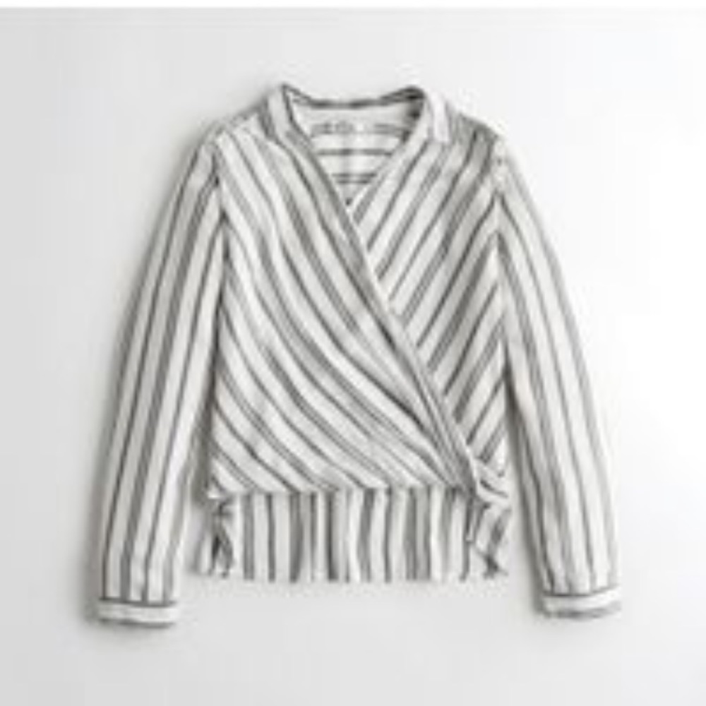 {Hollister} white wrap front shirt